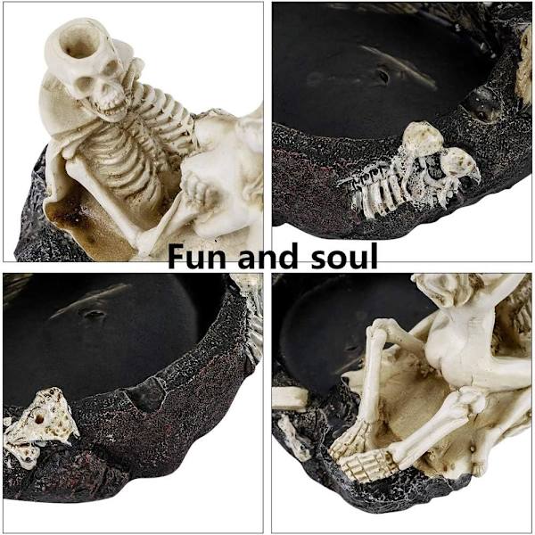 Halloween-goottilainen tuhkakuppi, hartsi-luuranko, seksikäs kauhu-kallo