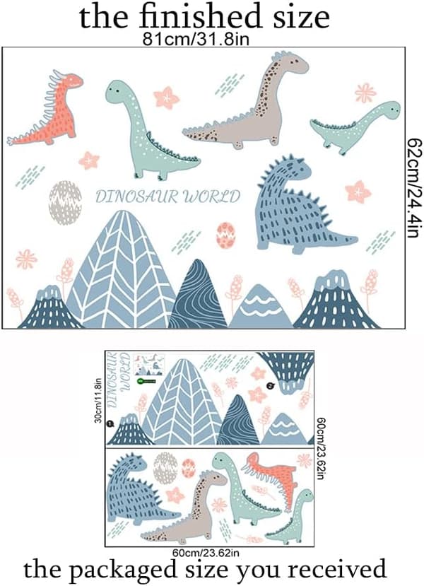 Väggdekaler för barnrum, dinosaurie-väggdekaler, babyrumsdekoration, barn