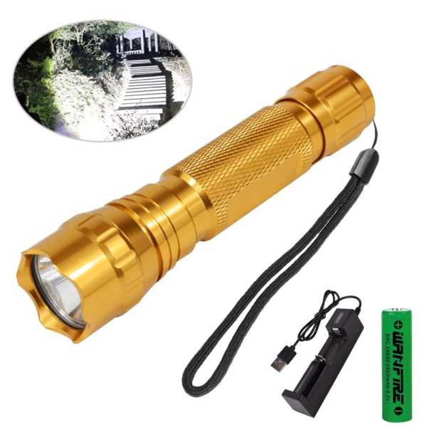1 Mode Gold Case 501B Lommelykt T6 Hvit Lys Bærbar Kompakt