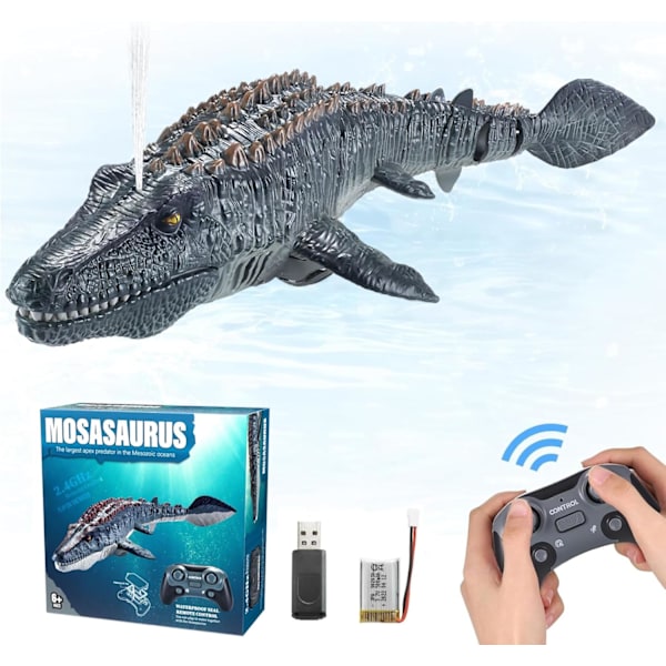 1 set Mosasaurus dinosaurie leksaker, uppgradera fjärrkontroll vattenleksak, poolleksaker för barn i åldrarna 4-8, RC Dino med ljus och spr