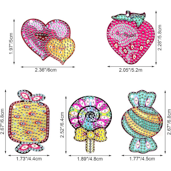 5 Stykker DIY 5D Sød Kærlighed Hjerte Diamantmaleri Nøglering, D DXGHC