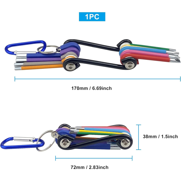 9-delt sæt af multifarvede sekskantnøgler skruetrækker allen nøgler