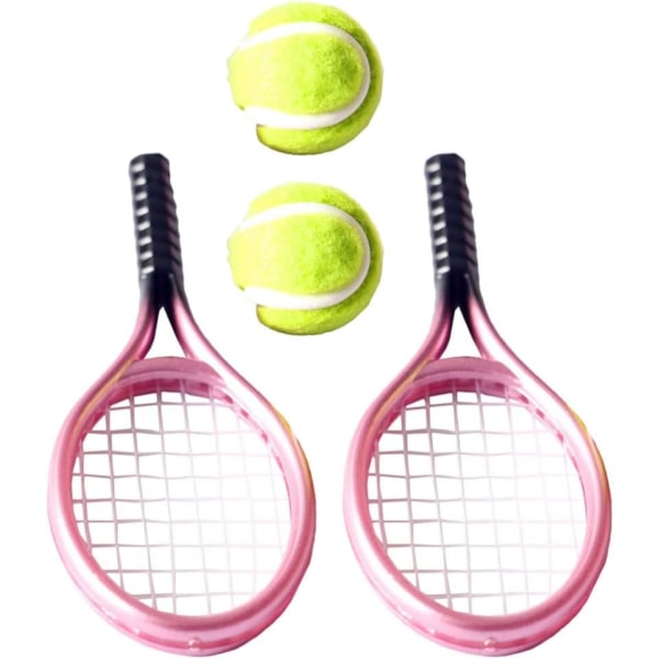 2 sæt mini tennisketcher og boldsæt 1:12 Miniature tennis K