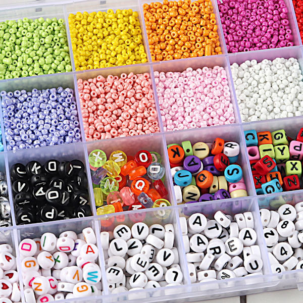 24-gids perforeret glas hirseperler akryl bogstavperler diy je
