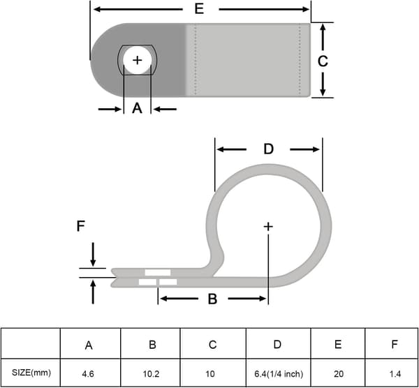 R-Type Kabelbinderklemme, Nylon Skruefeste Kabelklemmer