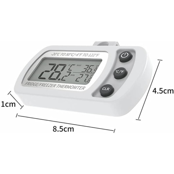 （Hvid）Digitalt køleskabstermometer, vandtæt frysetermometer