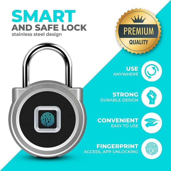 (Silver)P5 Biometrisk Vattentät USB Laddningsbar Fingeravtryckslås