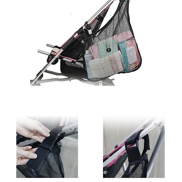 Side Sling Opbevaringstaske, Universal Pasform Barnevogns Mesh Cargo Net Og