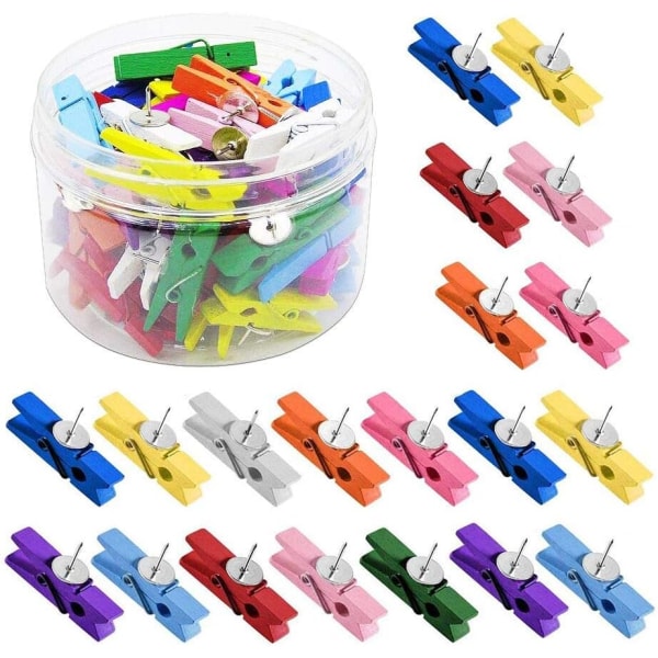 Trycknålar med clips 50 färgade tränålar med clips för P