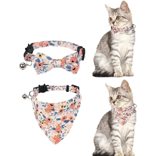 2 st Cat Collars fluga och klocka, Triangel Kitten Collar Anti S