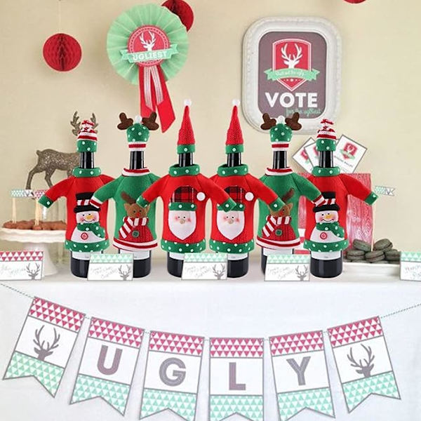 3 varma julvinflaskkorkar, broderade tecknade julmotiv