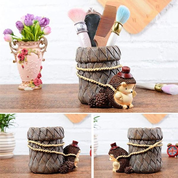 Sød Pindsvin Skrivebords Pen/Blyant Pot Holder, Tandbørsteholder, Resi
