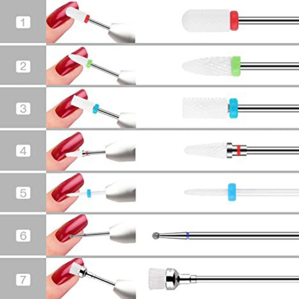 8 st Keramik Nagelfräsbits Set Professionell Avlägsna Gel Akryl