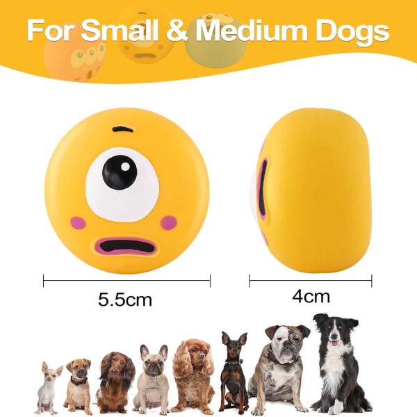 3 Styk Hundelegetøj, Gummilegetøj med Kvæk for Små og Mellemstore Hunde