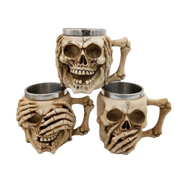 Halloween-lahjat Ruostumattomasta Teräksestä Kallo Kahvikuppi Teekuppi 3D Kallo