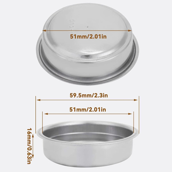 51mm Ikke-tryksat Filter, Rustfrit Stål Kaffe Filter Pr DXGHC