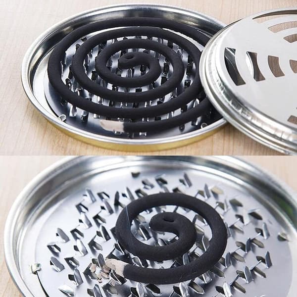 Myggspiralholder, 4-pakks Tinnspolebrenner (Sølv)
