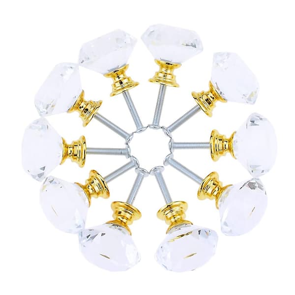 10 st Set 30mm Diamantformade Kristallglas Knoppar Skåp