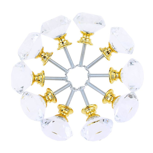 10 stk sett 30mm diamantformet design krystallglass knotter skap