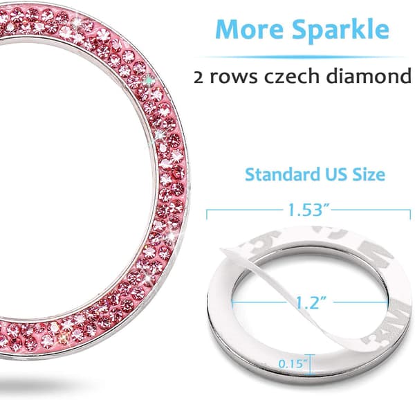 Krystal Rhinestone Ring til Bil Bling Ring Dekal til Køretøj 2 stk