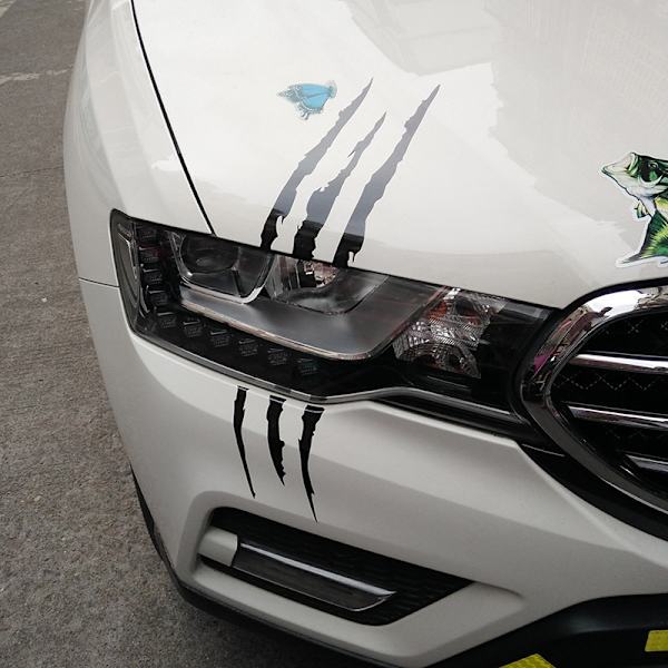 （Sort）2 stk. Bilsticker Monster Scratch Stripe Dekal, Monster Klo