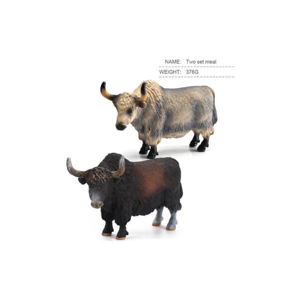 2-pack Amerikansk Yak Modellset Solid Highland Yak Prydnadsleksak