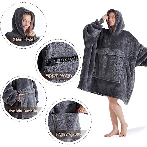 Bærbar Tæppe-Hoodie, Oversized Sherpa Tæppe-Sweatshirt med