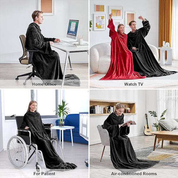 Bærbar Tæppe-Hoodie, Oversized Tæppe-Sweatshirt med Hætte P
