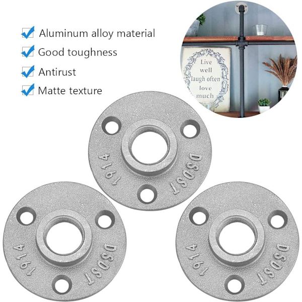10 Pak 1/2\" Gevindede Flanger - Forbindelsesflange med 3 Huller