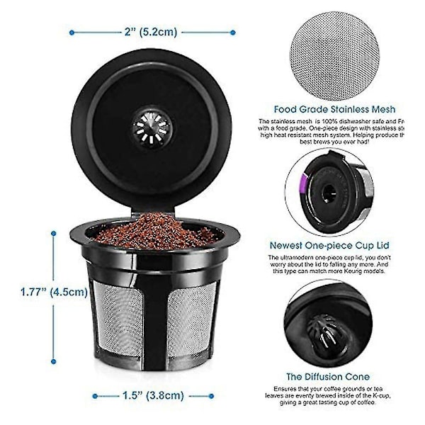 Återanvändbara K-koppar, 12-pack kaffefilter som är kompatibla med Keuri DXGHC