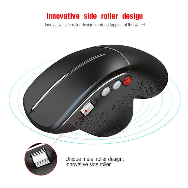 Vertikal Mus Ergonomisk Design 2.4G Trådløs Musgrep, Gami