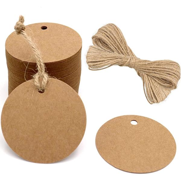 100 stk. Kraft Tags, Gavetags, 5,5x5,5 cm Kraft Tags Blanke Tags til