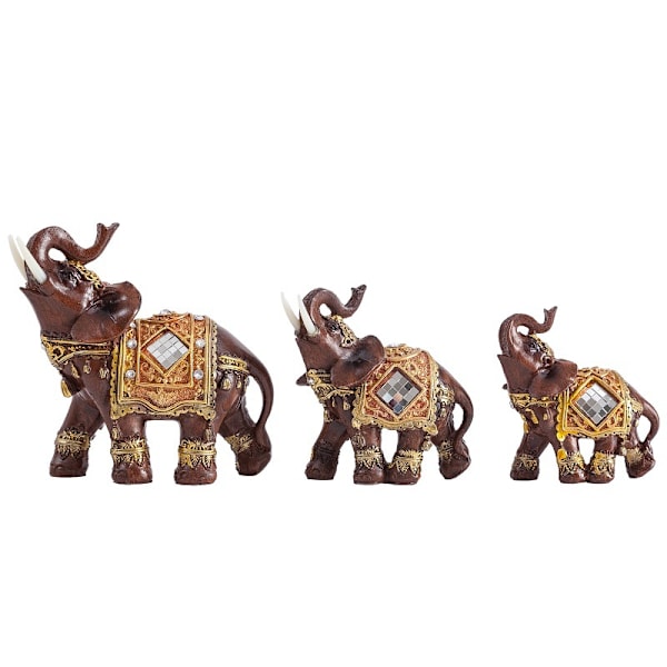 Elefant Statue Skulptur Held & Rigdom Feng Shui Trækorn 3D Fi