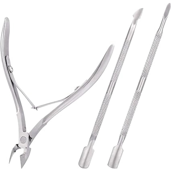 3-delad nagelbandsputsningssats - nagelbandsskärare, stålskjutare och F
