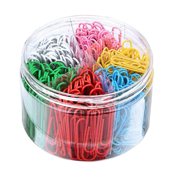 Papirklips, 450 stk fargerike papirklips, medium 28mm og ekstra