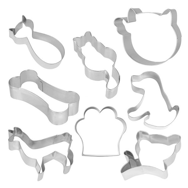Söt katt söt hund kakdegsutstickare mod 8-pack set kakformssats