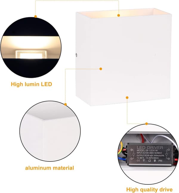 LED-seinävalot, 6W IP65 Moderni sisäseinävalaisin 2 kpl Valo LE