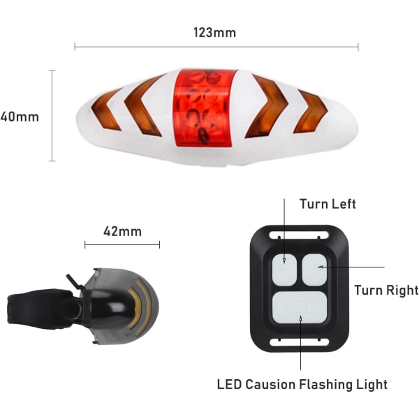 IPX2 Waterproof Wireless Remote Control Bike Rear Tail Lights Cyc