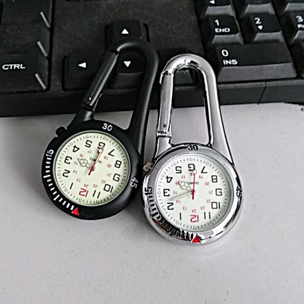 Sort Karabiner FOB Klips Luminous Ansigt Kvarts Ur Lommeur