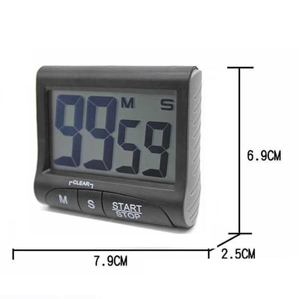 3\" Stor Køkken Timer - Digital Timer med Magnetisk Bagside og Høj Lyd