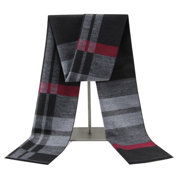 Korean checked cashmere like jacquard brushed warm scarf - bla