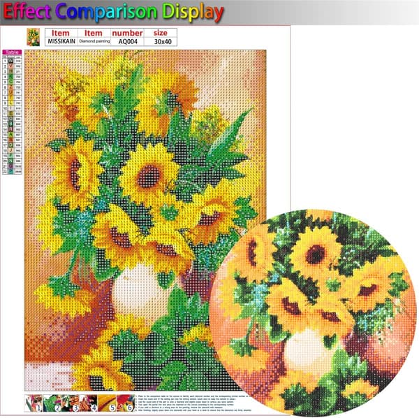 Blomster Diamantmaleri, DIY 5D Solsikke Diamantkunstmaleri Ki