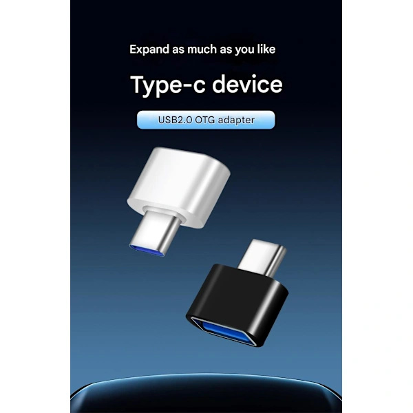 Mobiltelefon USB-hukommelse usb2.0 OTG-adapter - usb2.0 til type-c adapter - Android-konverter Type-C interface Balck Long,A