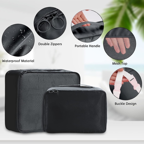 Pakke Cubes, 8 Sæt Rejse Opbevaringsposer Kuffer Organiser