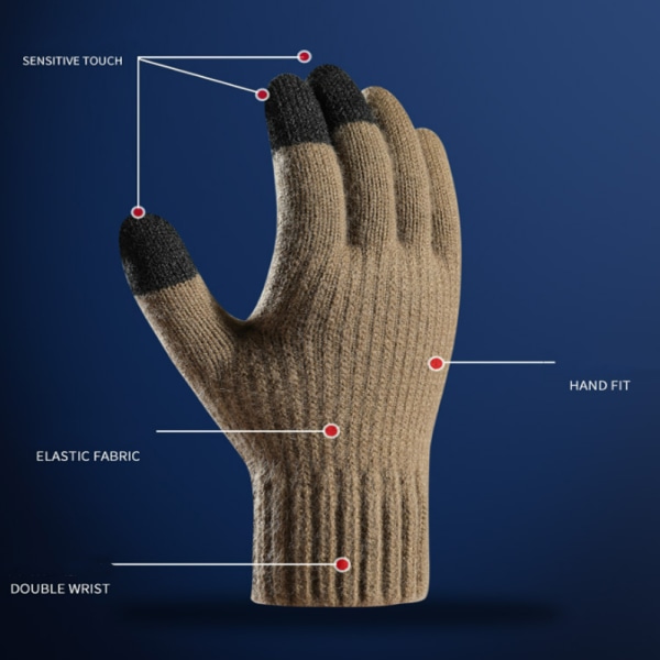 Unisex Winter Warm Strikkede handsker, Thicken Fleece Elastiske Manchetter s