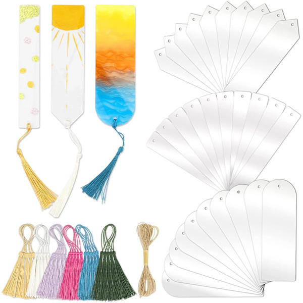 Akryl tom transparent anteckningsbok tassel bokmärke DIY oavslutad