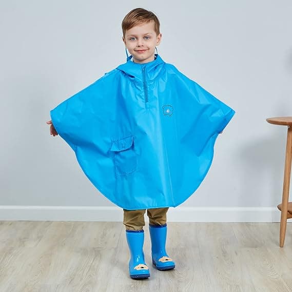 Lett Regnjakke for Småbarn, Bat Poncho/Kappe med Hetter 4-7 År