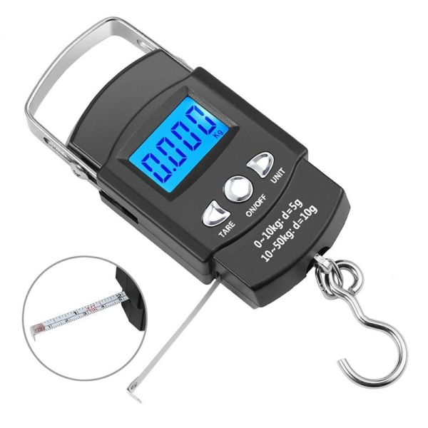 Fiskeskala med baggrundsbelyst LCD-display 110lb/50kg Fiskeskala med