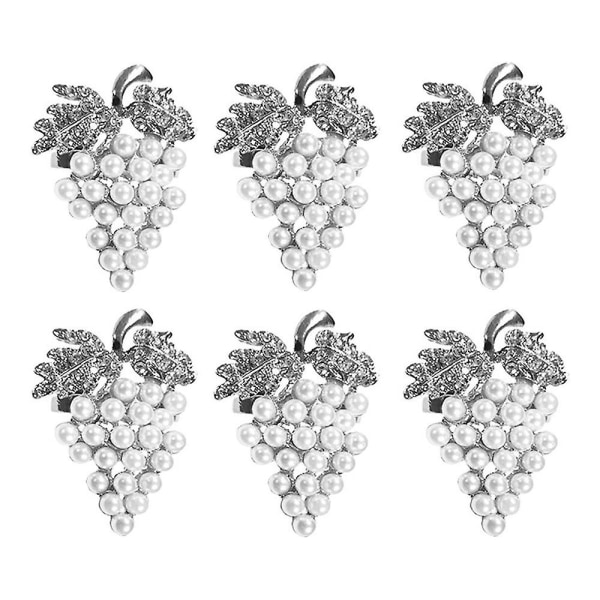 6 timantin set Pearl Grape Lautasliinasormus Metallilautasliinasolki DXGHC