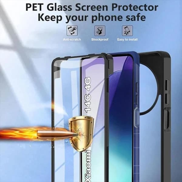 Xiaomi Redmi 14C Cover - Blød TPU & Hård PC Bagside - Transparent Sort - Stødsikkert Beskyttelse[JSR] Sort,D